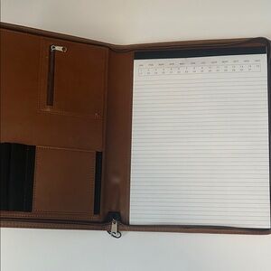 Brown Leather Portfolio with Notepad